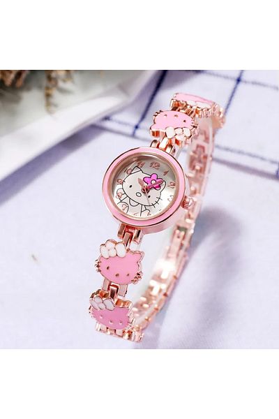 Miniso 3 Sanrio Cartoon Cute Hello Kitty Watch Female Student Sweet Bow Girlfriends Gift Anime Accessories.