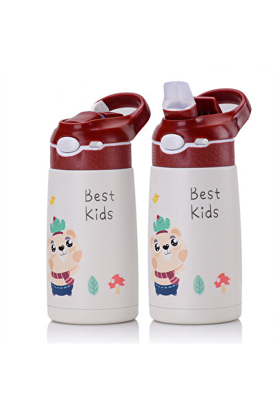 Choice زجاجة مياه ترمس للأطفال 400 مل حمراء، كوب ترمس للأطفال، منقار البط، مص...