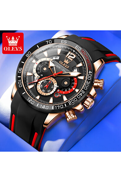Choice نعم ساعة OLEVS 9936 للرجال باللون الأسود الوردي من العلامة التجارية الأصلية ساعة كوارتز مقاومة للماء ومضيئة F