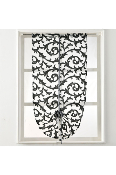 Choice Rod Pocket W60cm L120cm Black LEEJOOM Short Kitchen Curtain Modern Window Treatment Tie up Balloon H