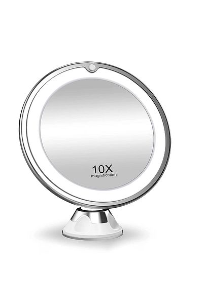 Choice Ivory 10x Magnification Lighted Cosmetic Mirror with Switch, 360 Degree Rotating Arm, Makeup mirror