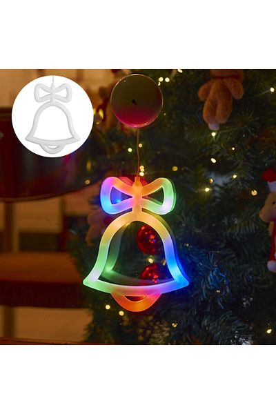 Choice Bell RGB light Window Wall Lights, Battery Powered, Snowflake & Jingle Bell & Stocking Shaped with S