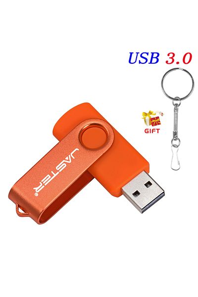 Choice محرك أقراص فلاش USB 3.0 ملون برتقالي اللون سعة 32 جيجابايت محرك أقراص USB 3.0 قابل للدوران سعة 64 جيجابايت محرك أقراص ذاكرة أسود على شكل سلسلة مفاتيح سعة 32 جيجابايت