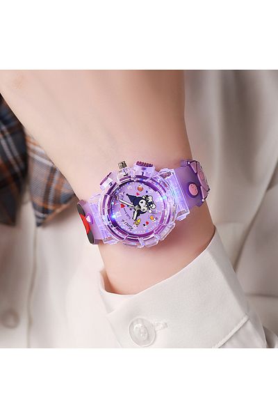 Miniso Kuromi Kawaii Sanrio 3D Pattern Watch Kuromi Luminous Watch Cinnamoroll Melody Children's Wrist Watc
