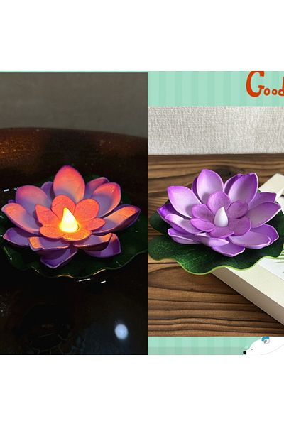 Choice Purple 1PC/6PCS LED Lotus Night Lamp Floating Water Sensor Flower Lamp Garden Tank Decor Festive Par
