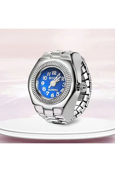 Choice4 blue Ring Watch New Hot Selling Creative Alloy Shell Finger Circular Dial Couple Men And Women