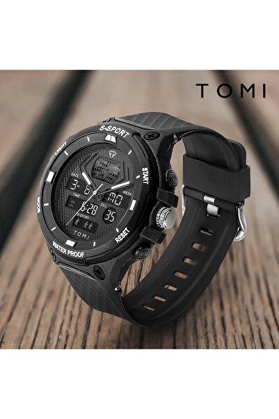 Choice ساعة تومي الرياضية للرجال باللون الأسود متعددة الوظائف مقاومة للماء حت...