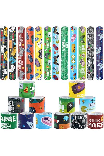 Choice D 12pcs 12pcs Cartoon Slap Bracelets Dinosaur Unicorn Pattern Slap Band Toy Kids Birthday Party Favo