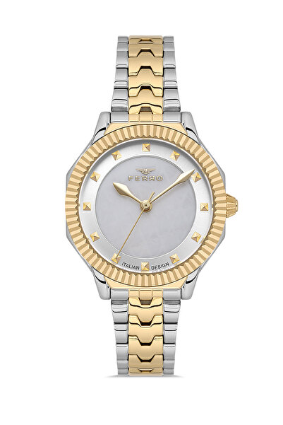 FERRO Fl21632Awt-D Quartz Steel Gold/Gray 32 mm Women Wrist Watch
