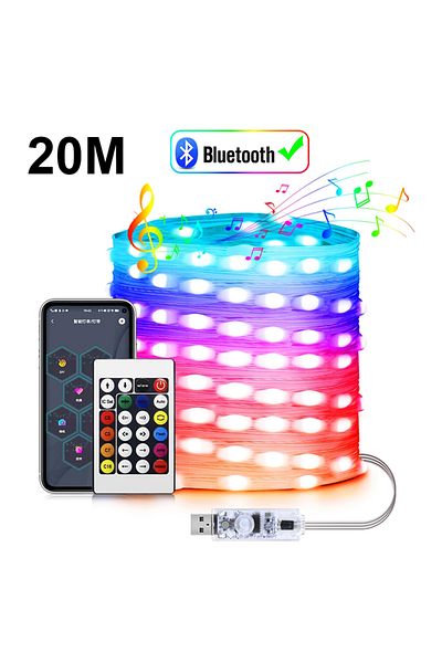 Choice None 20m 65.6FT 20M RGBIC USB 5V LED Sting Light Bluetooth Music APP WS2812 Programmable DIY Fairy L