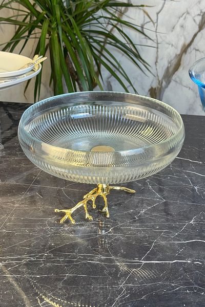 MAY HOME Glass Presentation Bowl with Branch Legs & Fruit Salad Serving