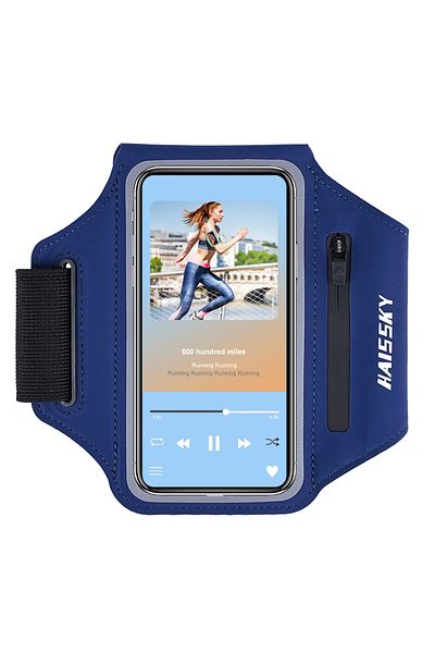 Choice Dark Blue HAISSKY 6.5" Sports Armband Phone Case For iPhone 15 14 13 12 11 Pro Max 16 AirPods Pro Sa