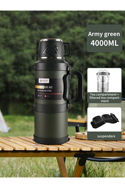 Choice ترمس أخضر كبير سعة 4 لتر - قطعة واحدة - ترمس من الفولاذ المقاوم للصدأ ...