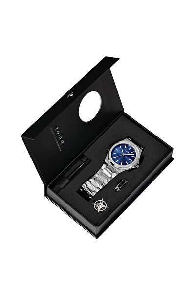 Choice5 Silver Blue TOMI Luxury Business Men's Watch Gift Box Set High Qualit...