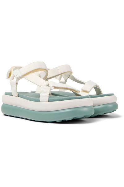 CAMPER Women's White High-Heeled Sandals With Hook And Loop Straps Soft Sole Pelotas Flota Up