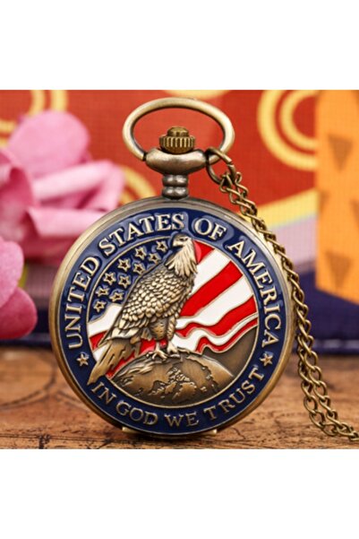 Choice ساعة جيب كلاسيكية برونزية بتصميم شعلة النسر الرئاسية الأمريكية للرجال والنساء