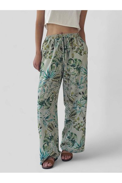 Retrobird Design Loose Cut Trousers Women Water Green