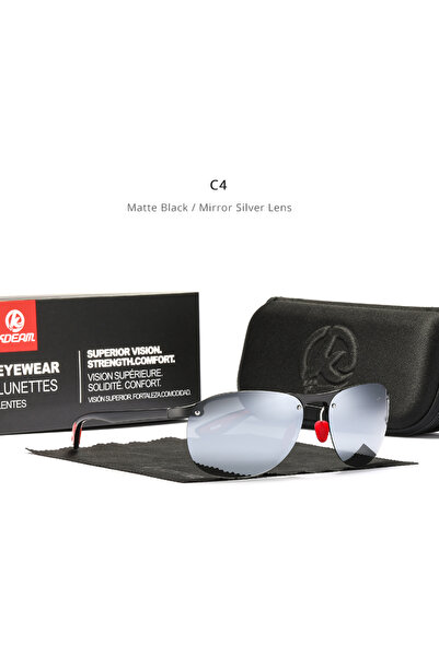 choice2 C4 Mirrored Silver KDEAM Rimless Oval Men's Sunglasses Polarized TR90 Material Frame TAC Polarizatio