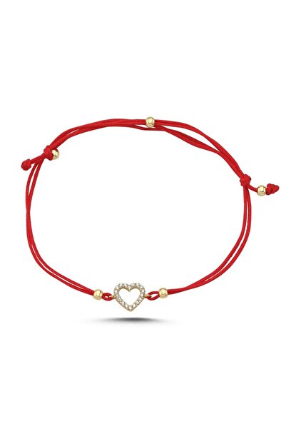 Koçak 14 Ayar Taşlı Mini Kalp Altın İpli Bileklik