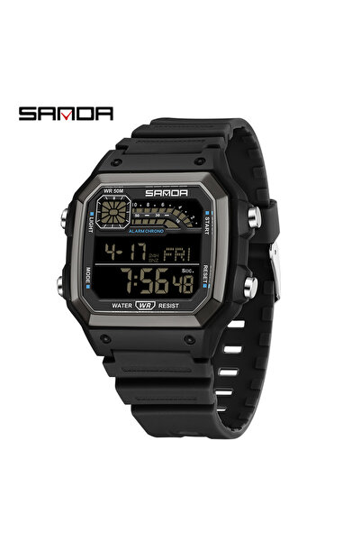 Choice ساعة SANDA الرياضية الإلكترونية الخارجية للرجال باللون الأسود بالكامل ...