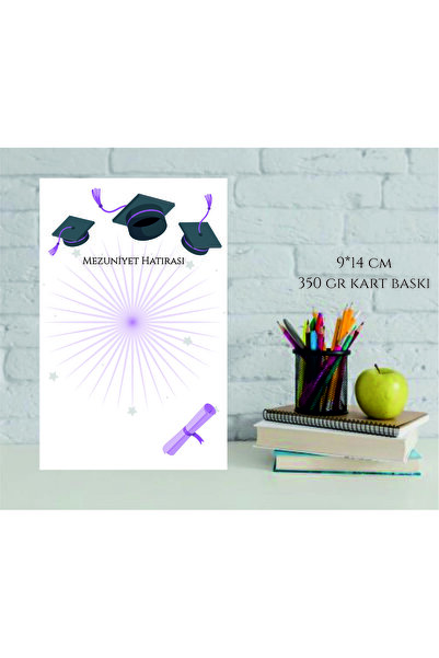 ETİKETİM Mezuniyet Hediyesi Kartı Mor Bileklik-Anahtarlık-Magnet 9*14 cm / 20...