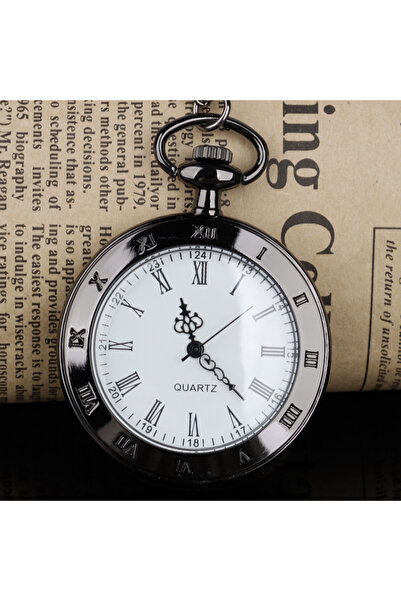 Choice ساعة يد كبيرة سوداء عتيقة الطراز، بنمط روماني، شفافة، كوارتز، بدون غطا...