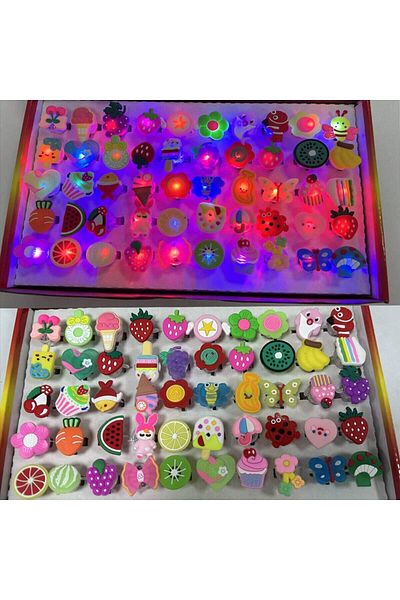 Choice 50PCS Cartoon 50pcs Cartoon LED Luminous Finger Rings Animal Flower Light Up Finger Ring Toys Glowin