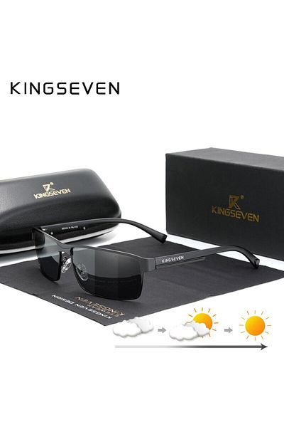 Choice4 Black Photochromic KINGSEVEN Men Polarized Photochromic Sunglasses Design Women Chameleon Sun Glasse