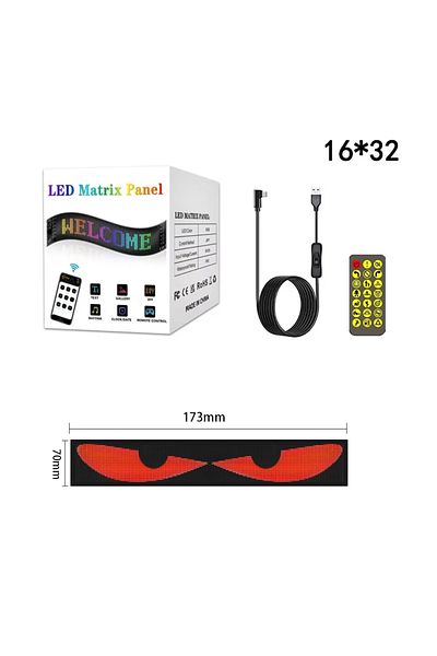 Choice 16x32 LEDs 7x17cm RGB LED Car Sign Animation LED Matrix Pixel Panel DIY Programmable Bluetooth App