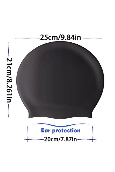 Choice قبعة سباحة كبيرة جدًا من السيليكون باللون الأسود - S مع شعر طويل وضفائ...