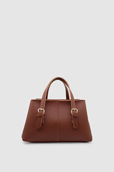Wuclo Yenvi Belt Detailed Cross Strap Hand and Arm Bag Brown