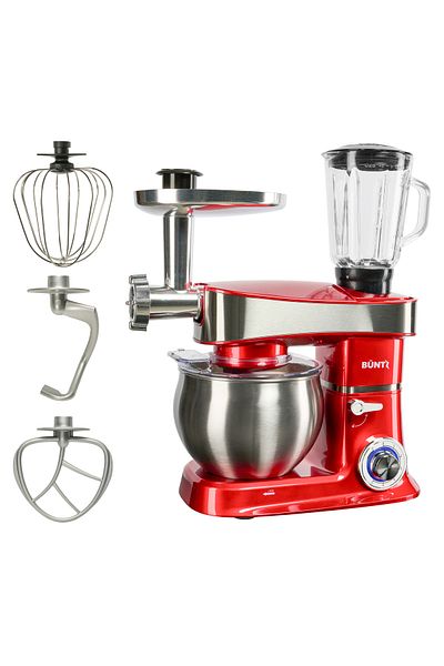 Buntz Buntz Food Processor, BMP-1500RD, 1500 W, 6 L Stainless Steel Bowl, 6 Speeds, Chopper and Blender, Red