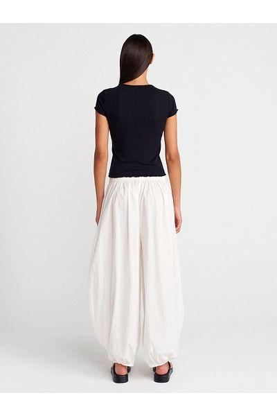 Dilvin 71861 Elastic Waisted Trousers-Ecru
