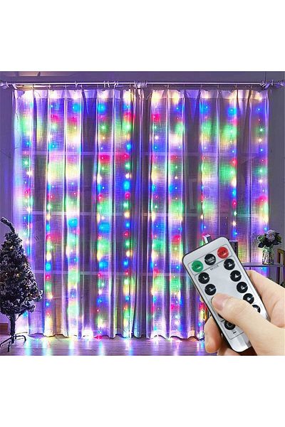 Choice Multicolor-3X1M LED Curtain String Lights Christmas Garland Decor Fairy Light 8 Modes USB Remote Con