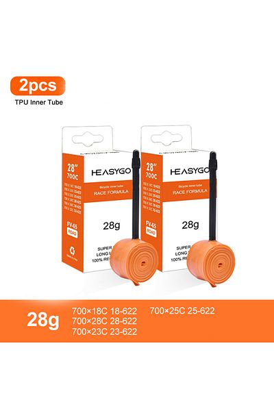 Choice 60mm 2pcs Orange Ultralight Bike Inner Tube 700C 18 23 25 28 Road Bicycle TPU Tire 65mm Length Frenc