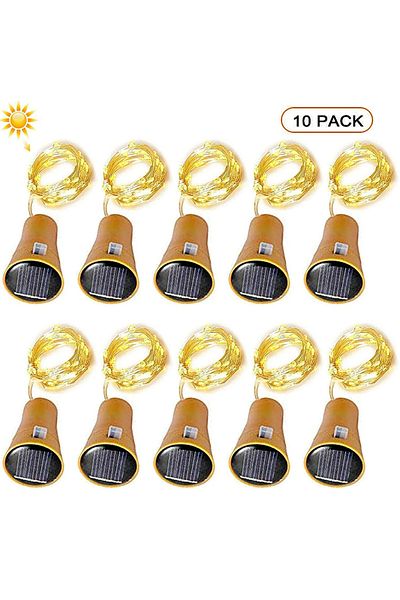 Choice 10 pieces warm white 10pcs Solar Wine Bottle String Light 20LEDs Solar Copper Wire Fairy Lights Cork