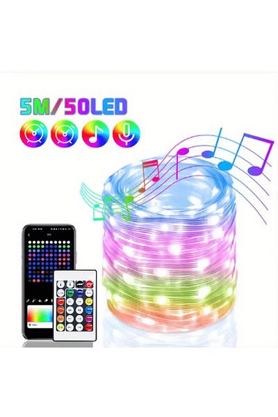 Choice 5m LED Light String WS2812B LED String Light Smart Bluetooth Remote Control RGBIC Fairy Lamp USB Wat