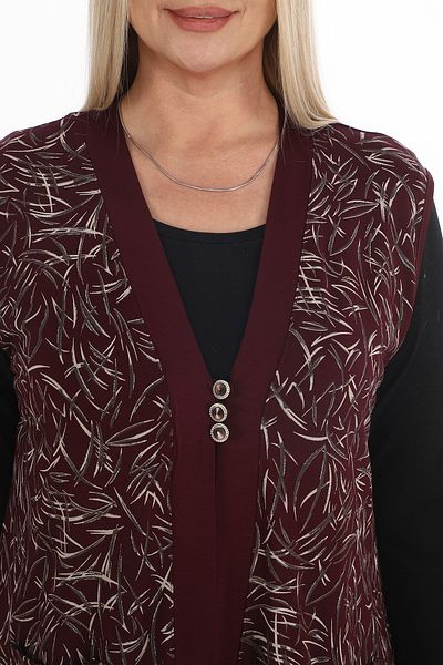 AfifeCOLLECTİON Patterned Mother Plus Size Vest Viscose Vest