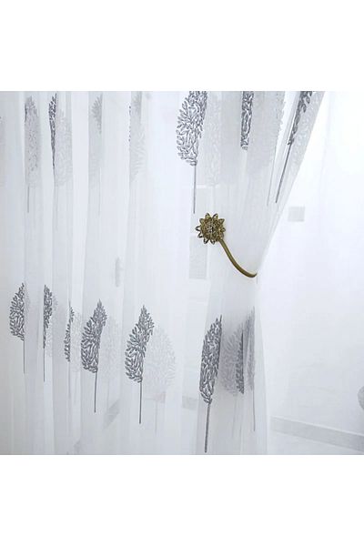 Choice Rod pocket W132cmXH241cm WHITE Embroidered Curtain Gauze Window Screen 1PC Tree White Sheer Tulle Cu