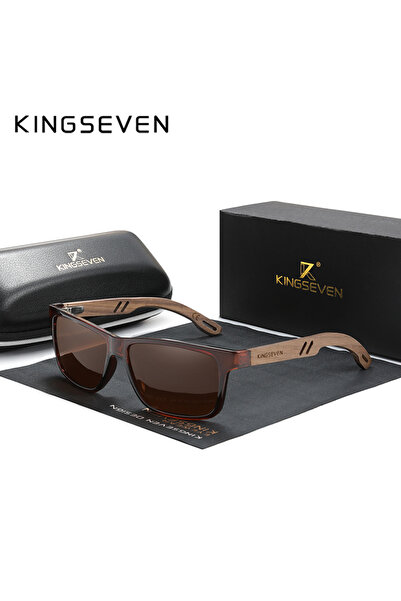KINGSEVEN Orignal brown KINGSEVEN 100% Polarized Vintage Men Wooden Sunglasses Wood UV400 Protection Fashion S
