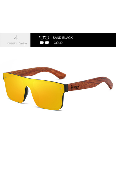 Choice1 Yellow4 DUBERY Wooden Polarized UV400 ProtectionSunglasses For Men And Women 6 Colors Model 219