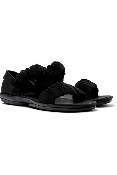 CAMPER Women's Black Genuine Leather Stylish Double Strap Sandals with Comfortable Rubber Sole RightNina