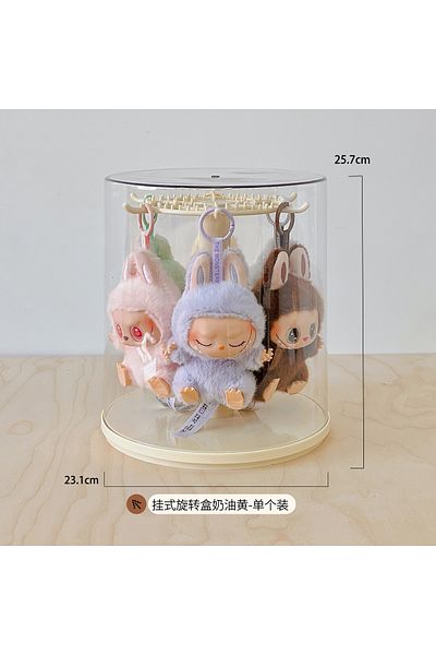 Choice no doll Cream yellow Labubu 17cm Pendant Display Box Rotary Acrylic Transparent Box Labubu Plush Do