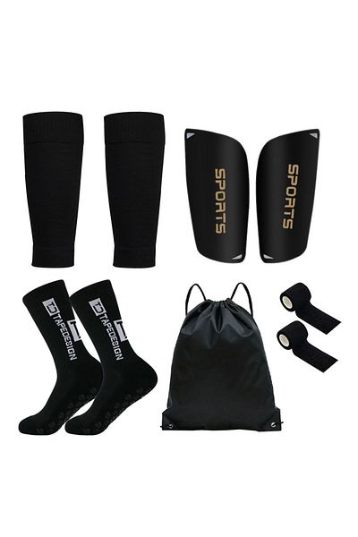 Choice 5-TCset-Black 5PCS Set Drawstring Ball Bag Men Women Outdoor Soccer Football Socks Cycling Leg Cover