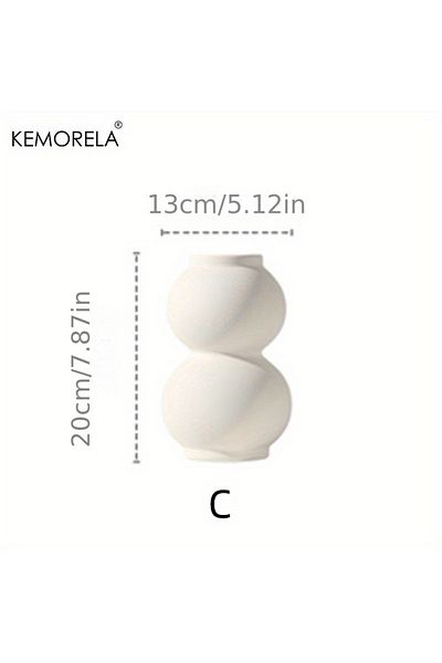 Choice as photo shows 3 Nordic Ceramic Vase Circular Hollow Donuts Flower Pot Home Living Room Decoration A