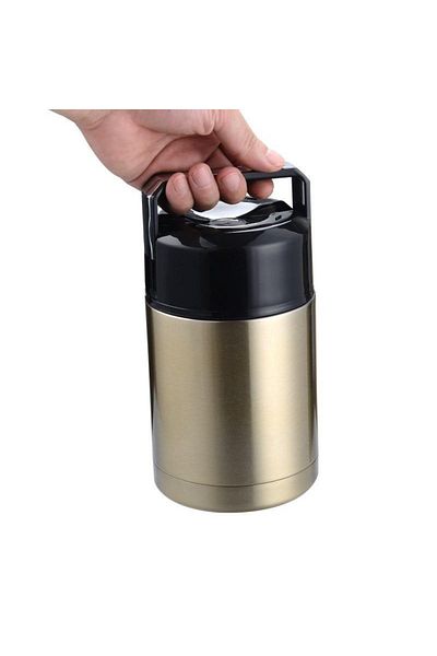 Choice 800ml Gold Large Capacity 800ML/1000ML Thermos Lunch Box Portable Stainless Steel Food Soup Containe