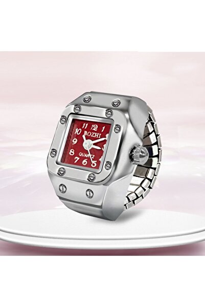 Choice ساعة خاتم حمراء جديدة رائجة البيع إبداعية مصنوعة من سبيكة معدنية مربعة...