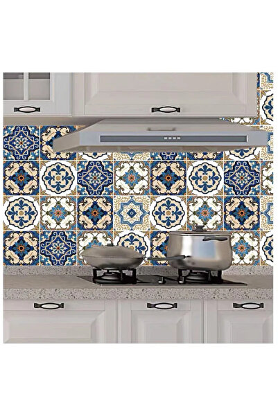 Choice 1 ورق حائط أزرق بنمط بلاط سيراميك صغير مقاس 40×200 سم لتزيين موقد المط...