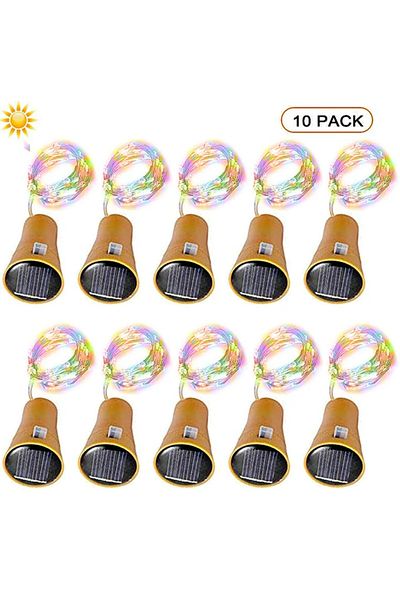 Choice 10 pieces RGB 10pcs Solar Wine Bottle String Light 20LEDs Solar Copper Wire Fairy Lights Cork Shape