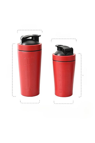 Choice 750ML red 500ML/750ML Stainless Steel Protein Powder Shaker Bottle with Steel Ball and Scale Leak Pr